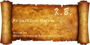 Krisztics Barna névjegykártya