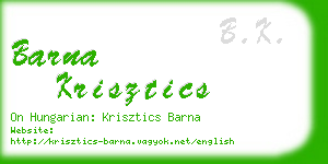 barna krisztics business card